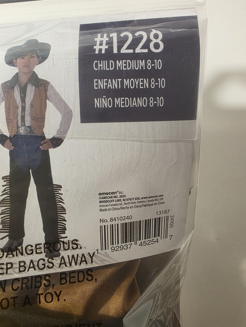 SEE DETAILS - Amscan Cowboy Outfit Medium (8-10) - Top/Pant - Picture 4 of 16
